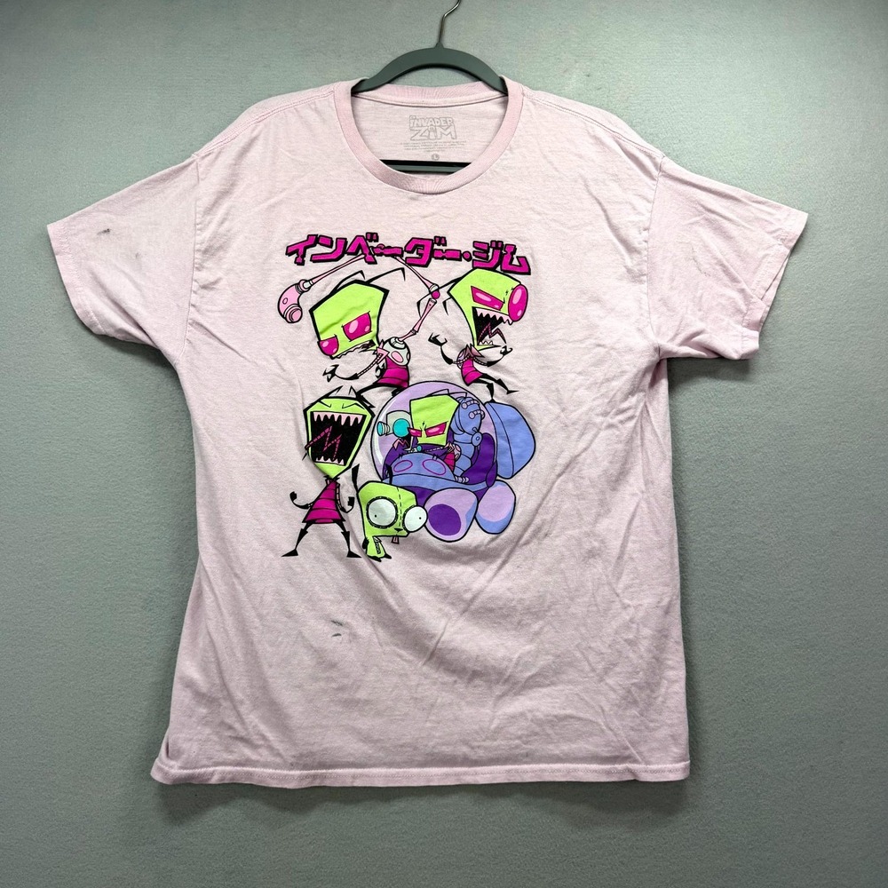 Nickelodeon Invader Zim Dynamic Duo T Shirt Mens Large Pink Graphic Cartoon Tee